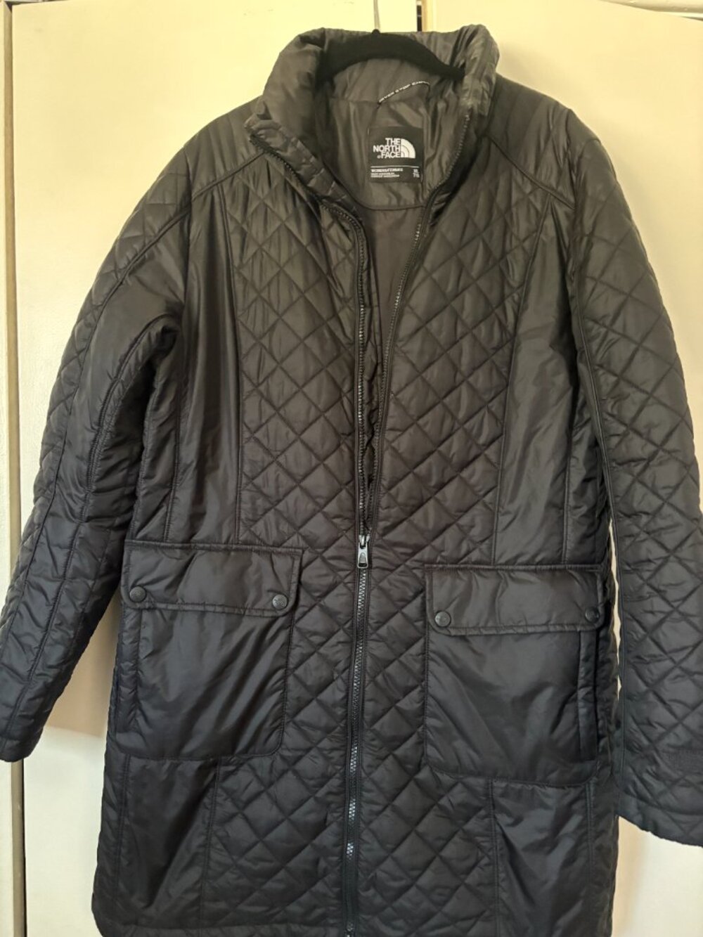 The North Face Women’s XL Black Quilted Insulated Long Jacket Coat Like New